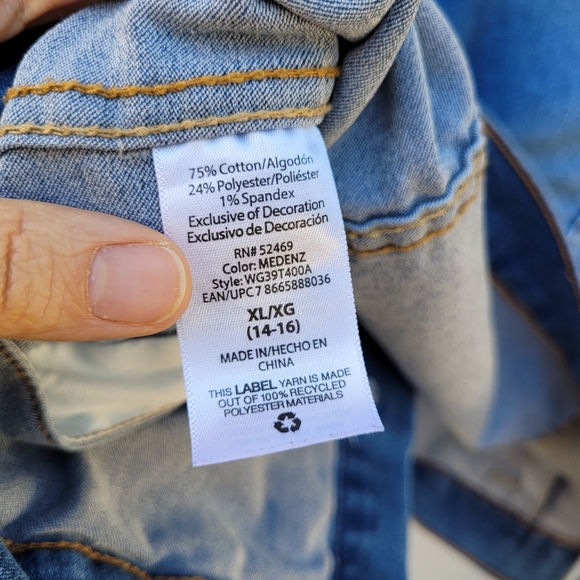 Wonder Nation Juniors Jean Jacket Size XL 14-16 Rainbow Ribbon - Picture 5 of 5